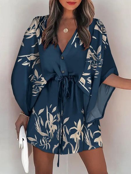 summer women's fashion holiday dress 2022 casual print flying sleeve v-neck drawstring mini loose dresses for women, White;black
summer women's fashion holiday dress 2022 casual print flying sleeve v-neck drawstring mini loose dresses for women, White;black