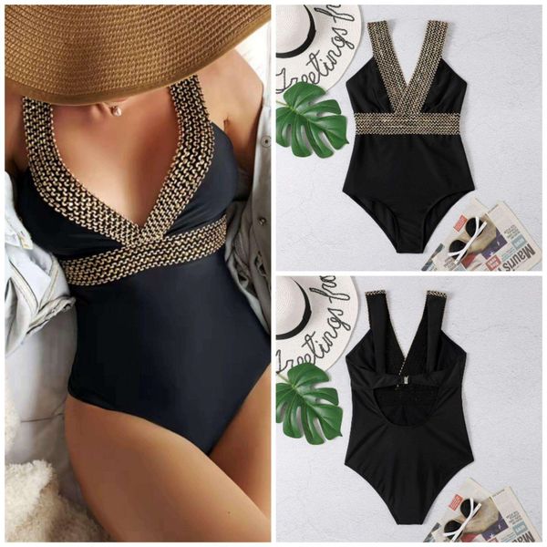 wave pattern board strap womens swimwear v neck pure color bikini one piece bijini, White;black
wave pattern board strap womens swimwear v neck pure color bikini one piece bijini, White;black