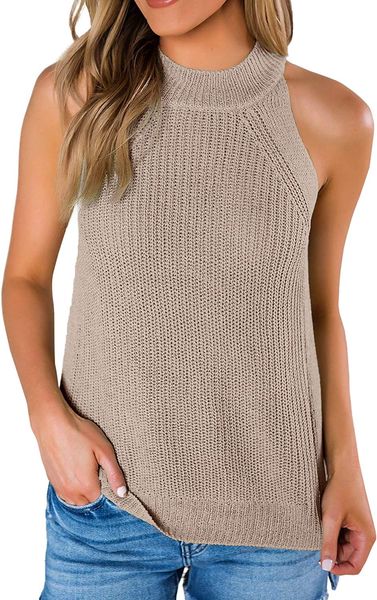 womens summer halter tank sleeveless casual racerback loose shirts knit cami sweater vest, White
womens summer halter tank sleeveless casual racerback loose shirts knit cami sweater vest, White