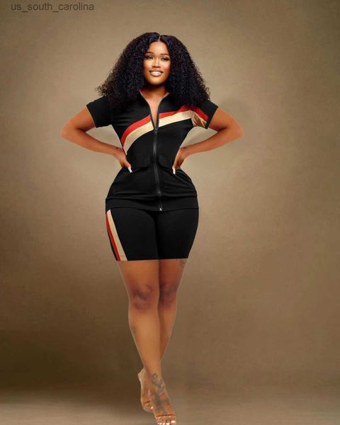 2023 summer new women's set fashion short sleeve printed zip pocket shorts casual sports women's set two piece set, White;black
2023 summer new women's set fashion short sleeve printed zip pocket shorts casual sports women's set two piece set, White;black