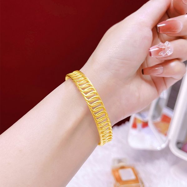 women cuff bangle bracelet real 18k yellow gold color classic threaded bracelet solid jewelry lady present, Black
women cuff bangle bracelet real 18k yellow gold color classic threaded bracelet solid jewelry lady present, Black