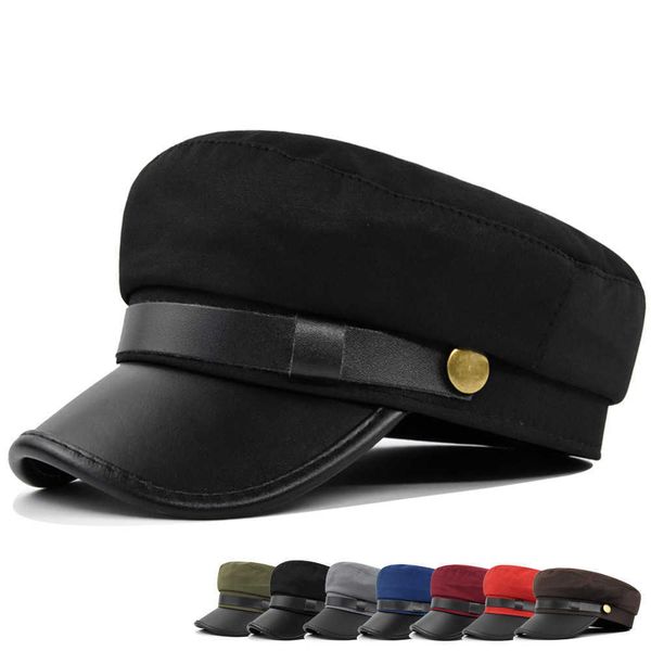 berets vintage military beret women's men's leather autumn warm british style outdoor travel flat hat g220612, Blue;gray
berets vintage military beret women's men's leather autumn warm british style outdoor travel flat hat g220612, Blue;gray