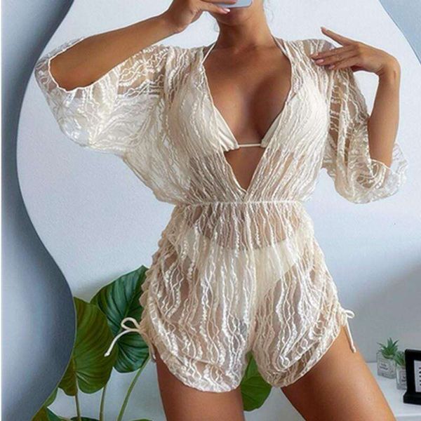 long sleeve mesh corset swimsuit womens high waist drawstring sun protective blouse three piece bikini, White;black
long sleeve mesh corset swimsuit womens high waist drawstring sun protective blouse three piece bikini, White;black