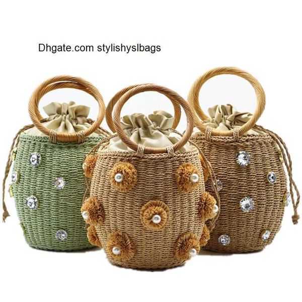 shoulder bags fashion flower pearls rattan buckets bag for women luxury design diamonds wicker woven handbags summer beach straw large tote
shoulder bags fashion flower pearls rattan buckets bag for women luxury design diamonds wicker woven handbags summer beach straw large tote