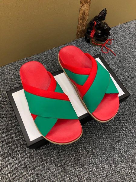 2023 women designer rubber slides slippers flat blooms strawberry tiger bees green red white web beach flip flops flower sandals with box, Black