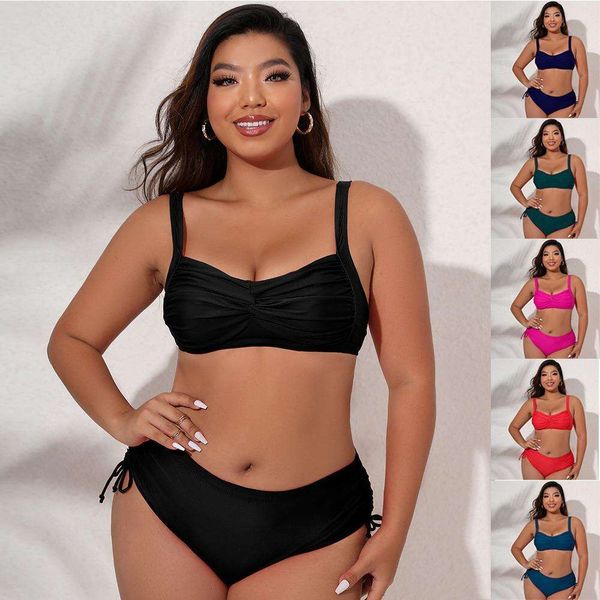 yongdasheng summer seaside large swimsuits size split solid color midriff outfit bikini for women, White;black
yongdasheng summer seaside large swimsuits size split solid color midriff outfit bikini for women, White;black