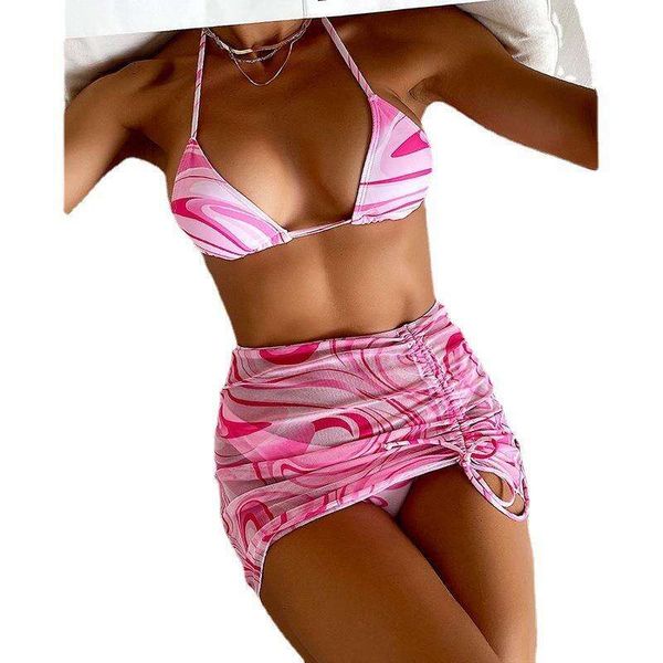 bikini three piece set striped print split drawstring pants skirt swimsuit for women, White;black
bikini three piece set striped print split drawstring pants skirt swimsuit for women, White;black