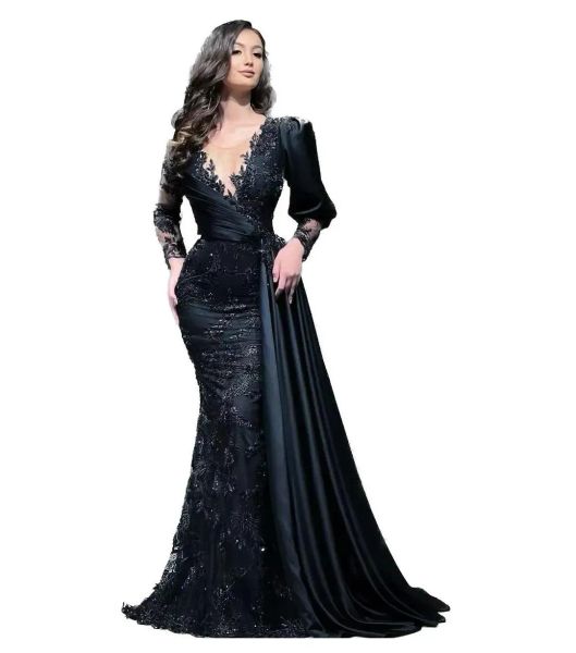 black lace prom dresses engagement formal dress dubai arabic long sleeves mermaid evening gown bc14417, Black;red
black lace prom dresses engagement formal dress dubai arabic long sleeves mermaid evening gown bc14417, Black;red