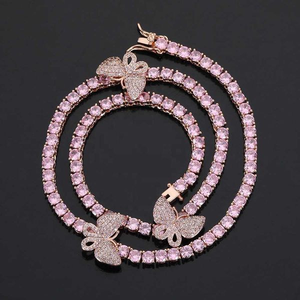 tennis chain necklace butterfly iced pink zircon copper hip hop jewelry for men women multi size color optional wholesale custom, Silver
tennis chain necklace butterfly iced pink zircon copper hip hop jewelry for men women multi size color optional wholesale custom, Silver