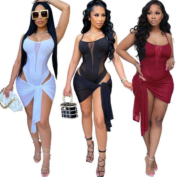 weimeizi womens swimsuit sling jumpsuit mesh wrap two piece overskirt suit, White;black
weimeizi womens swimsuit sling jumpsuit mesh wrap two piece overskirt suit, White;black