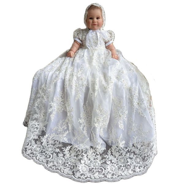 gorgeous baby first communion dresses lace appliques with pearls infant baptism dress short sleeve o neck long little girls christening gown, White
gorgeous baby first communion dresses lace appliques with pearls infant baptism dress short sleeve o neck long little girls christening gown, White
