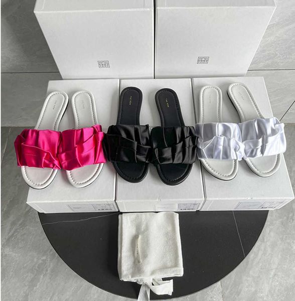 the row shoes fashion minimalist genuine leather sandals comfortable versatile soft silk satin pleated flatsole slippers women, Black
the row shoes fashion minimalist genuine leather sandals comfortable versatile soft silk satin pleated flatsole slippers women, Black
