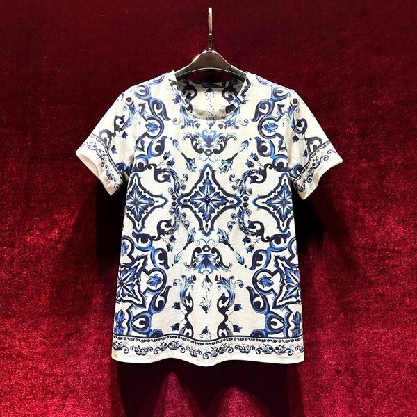 european and american women's clothes 2023 summer new round neck short sleeve court print nailed bead fashion cotton t-shirt, White
european and american women's clothes 2023 summer new round neck short sleeve court print nailed bead fashion cotton t-shirt, White