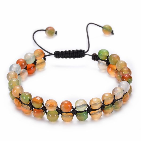 indian agate double layer stone bead bracelet hand woven 6mm 2 row gemstone adjustable bracelets, Black
indian agate double layer stone bead bracelet hand woven 6mm 2 row gemstone adjustable bracelets, Black