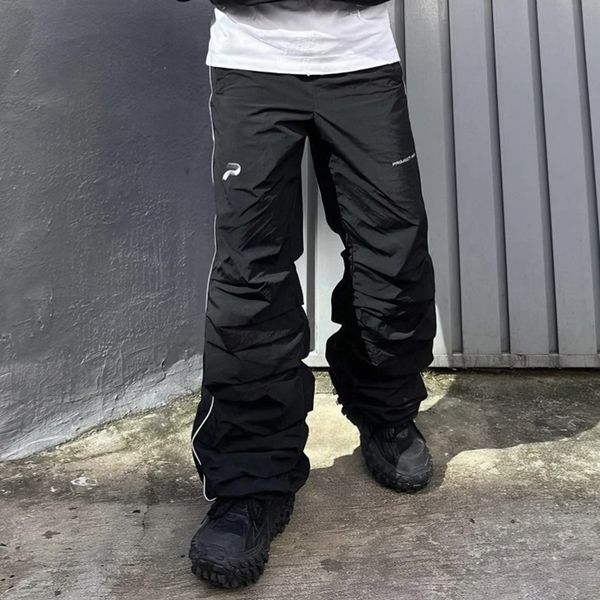 3m reflective striped quick dry embroidered baggy casual pants men's summer thin streetwear loose cargos oversized overalls, Black;brown
3m reflective striped quick dry embroidered baggy casual pants men's summer thin streetwear loose cargos oversized overalls, Black;brown