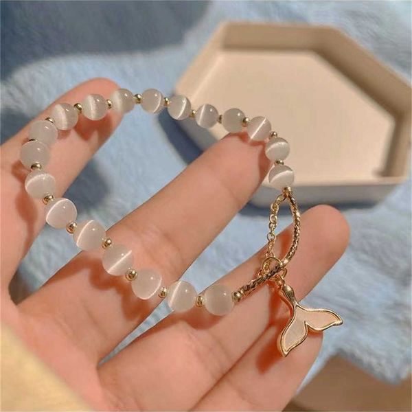 charm bracelets luxury design fishtail 6mm clear opal beaded bracelet fashion adjustable women's bracelet party jewelry beautiful birth, Golden;silver
charm bracelets luxury design fishtail 6mm clear opal beaded bracelet fashion adjustable women's bracelet party jewelry beautiful birth, Golden;silver