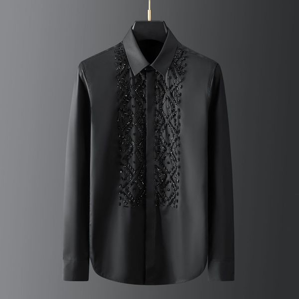 men's dress shirts handcrafted black elegant geometric metal stone beaded sewn men's shirt long sleeve light luxury design feel sh, White;black
men's dress shirts handcrafted black elegant geometric metal stone beaded sewn men's shirt long sleeve light luxury design feel sh, White;black