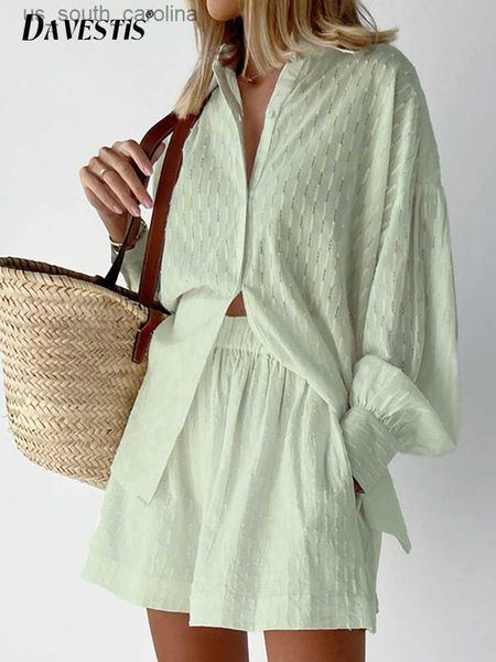 women two piece outfits 2023 summer fashion jacquard loose shorts with long sleeved shirt two piece sets for women short sets l230522, White;black
women two piece outfits 2023 summer fashion jacquard loose shorts with long sleeved shirt two piece sets for women short sets l230522, White;black