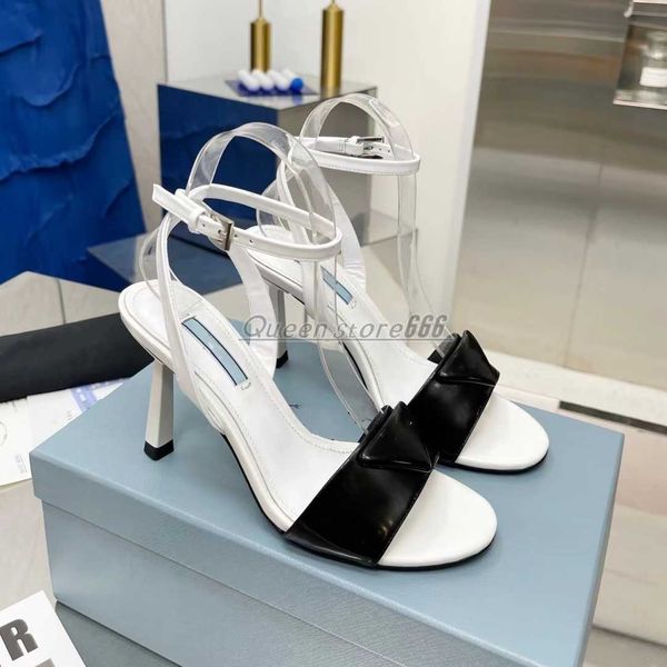 high heel sandals luxury designer white classic womens dress shoes triangle buckle decorative ankle strap 9.5cm middle heel sandals 35-41, Black
high heel sandals luxury designer white classic womens dress shoes triangle buckle decorative ankle strap 9.5cm middle heel sandals 35-41, Black