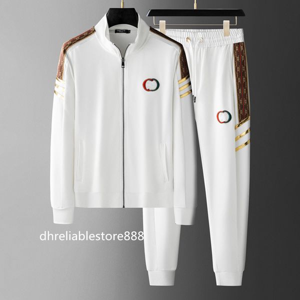 men's sports suit with embroidered european fashion brand standing neck cardigan and two piece jacket set, Gray
men's sports suit with embroidered european fashion brand standing neck cardigan and two piece jacket set, Gray