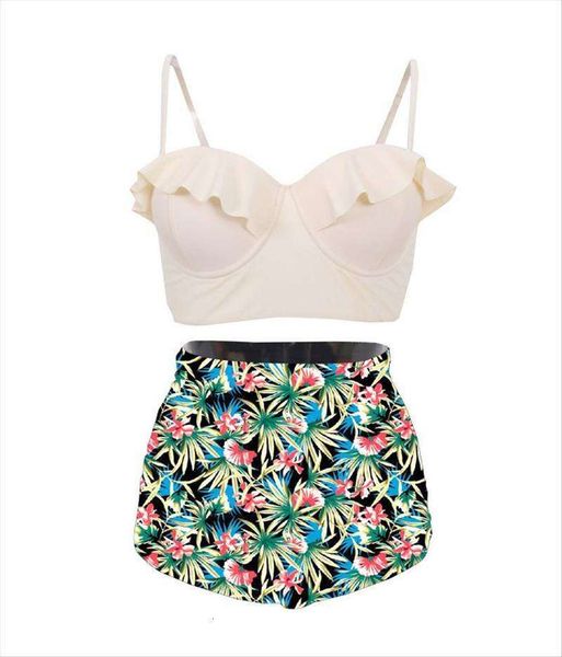 high waist bikini multi color printed swimsuit lady split export, White;black
high waist bikini multi color printed swimsuit lady split export, White;black