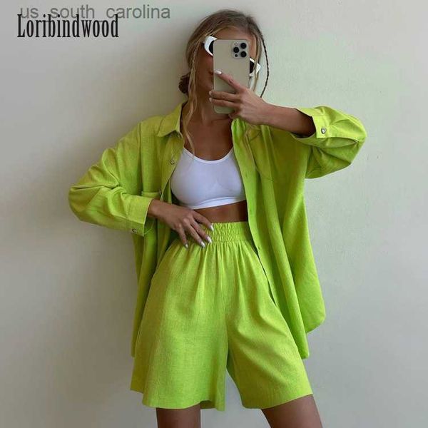 2023 spring and summer two-piece set solid color single-breasted long sleeve lapel shirt shorts loose fashion casual suit, White;black
2023 spring and summer two-piece set solid color single-breasted long sleeve lapel shirt shorts loose fashion casual suit, White;black