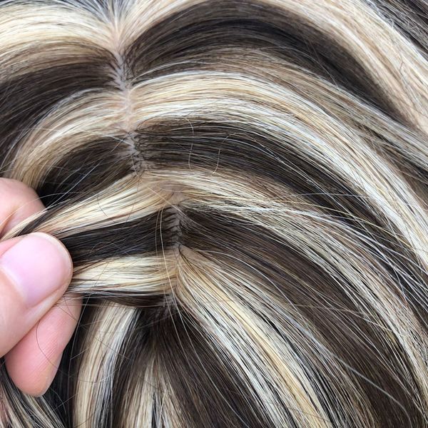 stock piano color women's ers 18/613# 4/27# silk lace base with pu around blonde highlights human hair toupee 14*16cm 130% density high, Black;brown
stock piano color women's ers 18/613# 4/27# silk lace base with pu around blonde highlights human hair toupee 14*16cm 130% density high, Black;brown
