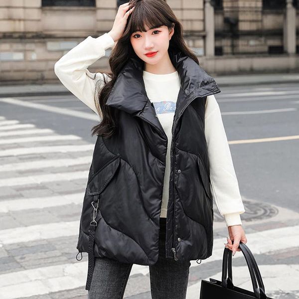 vests new women's autumn winter down cotton vest zipper pockets ladies loose sleeveless jacket thick vests female casual waistcoat, Black;white
vests new women's autumn winter down cotton vest zipper pockets ladies loose sleeveless jacket thick vests female casual waistcoat, Black;white