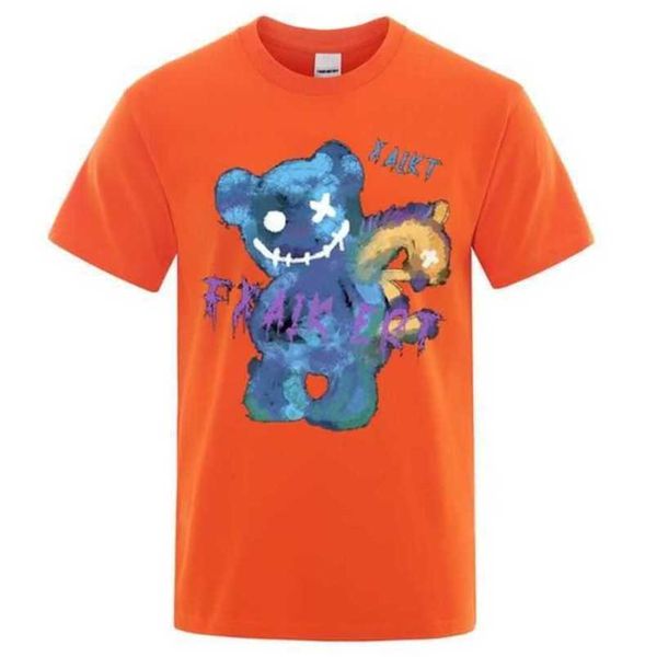 men's t shirts y2k badass bear kawaii mens t-shirt cotton loose tee clothing fashion sweat clothes oversized menswears summer 3j66j, White;black