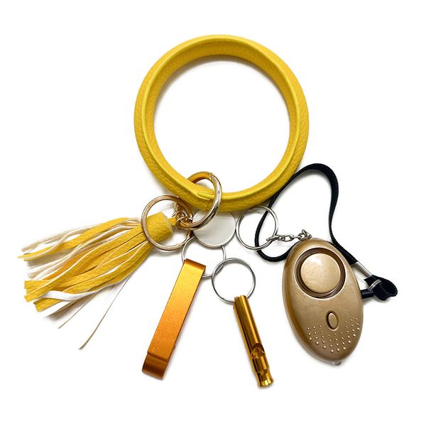 yellow 8 coloe explosive 4-piece self-defense keychain alarm leather wrist strap liquid bottle sleeve whistle opener women's self-defen, Silver
yellow 8 coloe explosive 4-piece self-defense keychain alarm leather wrist strap liquid bottle sleeve whistle opener women's self-defen, Silver