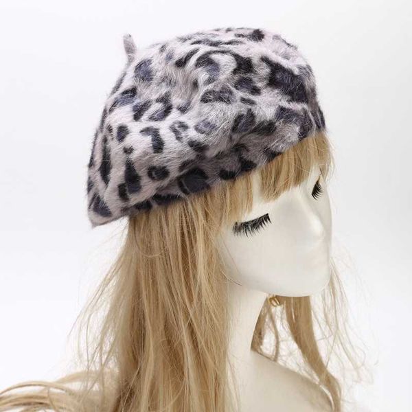 berets autumn winter leopard print warm rabbit fur octagonal for women and girls beret paint hat beanie cap 11 g220612, Blue;gray
berets autumn winter leopard print warm rabbit fur octagonal for women and girls beret paint hat beanie cap 11 g220612, Blue;gray