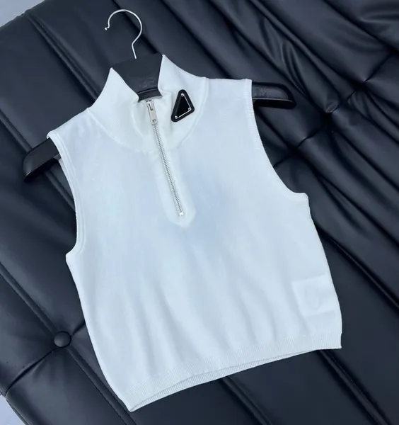 

women's tanks fashion tees sweater zipper vest womens sleeveless vest slim outer wear designer inverted triangle high-quality t-shirt, White