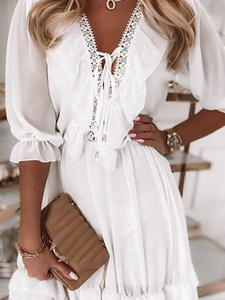 chiffon beach dress women solid mini dress female v neck lace-up loose casual dress ladies patchwork half sleeve ruffles, White;black
chiffon beach dress women solid mini dress female v neck lace-up loose casual dress ladies patchwork half sleeve ruffles, White;black
