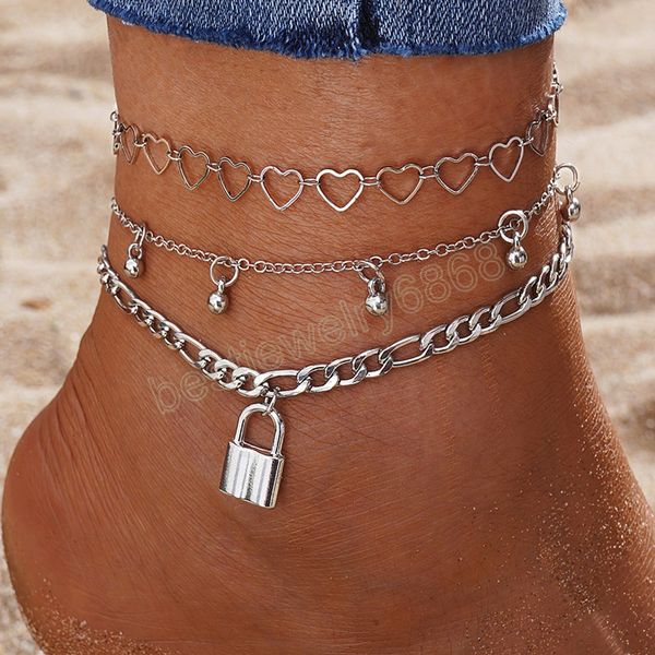 bohemia silver color ankle bracelet set for women love lock charm anklet chain on leg fashion boho jewelry gift, Red;blue
bohemia silver color ankle bracelet set for women love lock charm anklet chain on leg fashion boho jewelry gift, Red;blue