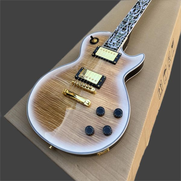 mahogany electric guitar with white edge, flame explosion, pink, brown, brown, gold hardware236369
mahogany electric guitar with white edge, flame explosion, pink, brown, brown, gold hardware236369