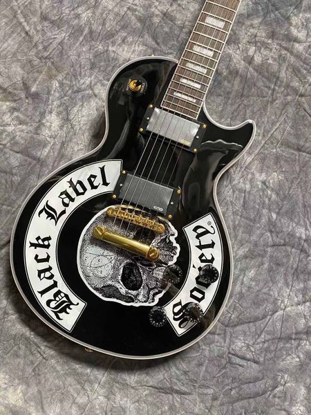 custom grand electric guitar in black label design