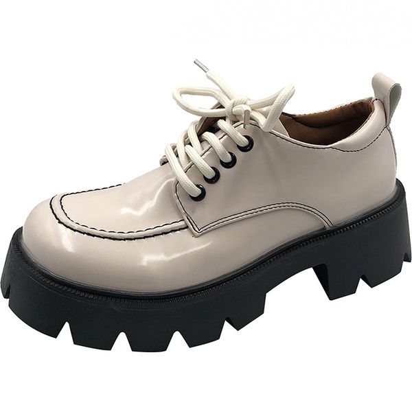 square toe lace-up platform loafers retro, Black;white 
square toe lace-up platform loafers retro, Black;white