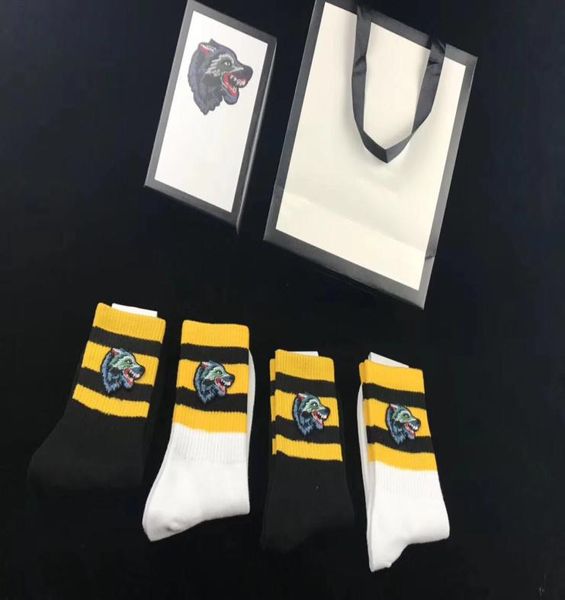 men designer socks wolf head embroidered 2 white 2 balck with original box striped embroidery elastic cotton sport socks 3567929, Black
men designer socks wolf head embroidered 2 white 2 balck with original box striped embroidery elastic cotton sport socks 3567929, Black
