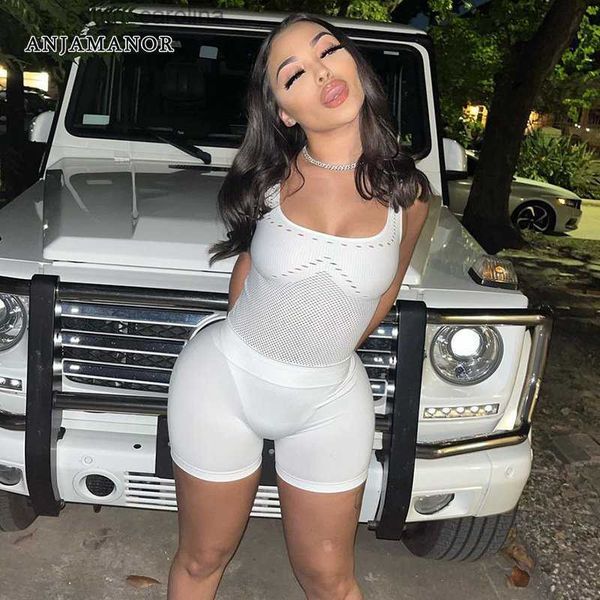 anjamanor fishnet mesh bodysuit and shorts two pieces sets for women fashion 2023 summer outfits club wear d85-ch20, White;black
anjamanor fishnet mesh bodysuit and shorts two pieces sets for women fashion 2023 summer outfits club wear d85-ch20, White;black
