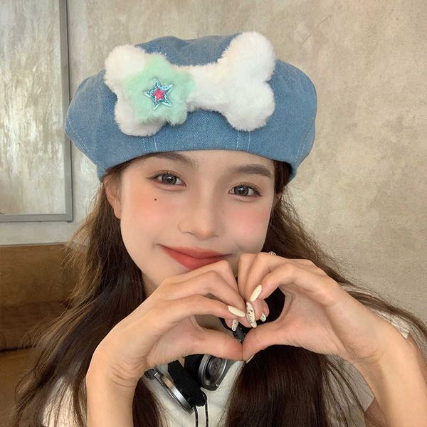berets version y2k plush bone denim women's beret ins cute cloud display face small fashion travel artist hat summer g220612, Blue;gray
berets version y2k plush bone denim women's beret ins cute cloud display face small fashion travel artist hat summer g220612, Blue;gray