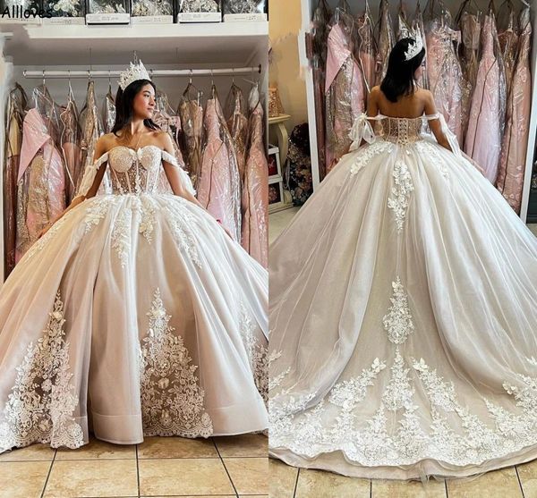 dubai arabic lace appliqued fluffy wedding dresses ballgown off the shoulder corset back maternity princess bride gowns reception vestidos d, White
dubai arabic lace appliqued fluffy wedding dresses ballgown off the shoulder corset back maternity princess bride gowns reception vestidos d, White
