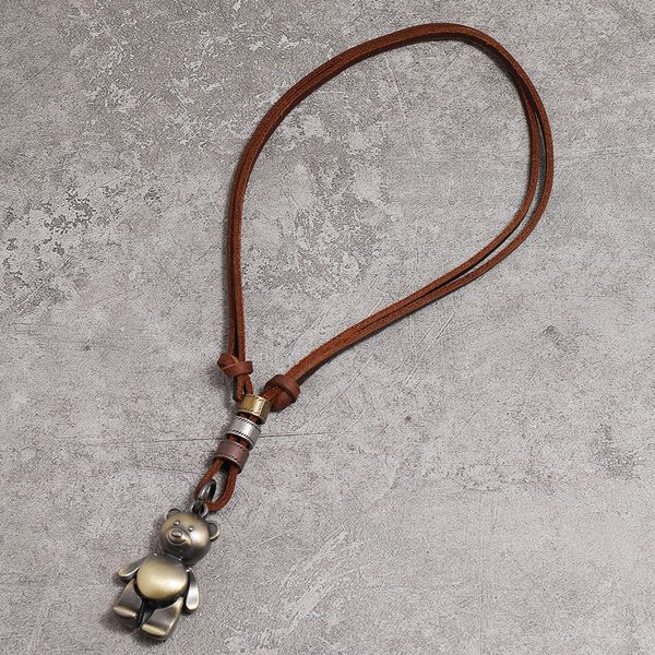 vintage jewelry minimalist cartoon bear pendant long cowhide necklace personalized fashion accessory, Black
vintage jewelry minimalist cartoon bear pendant long cowhide necklace personalized fashion accessory, Black