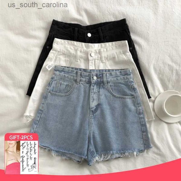 high waist denim shorts women summer 2023 new korean fashion loose jeans burrs wide-leg pants stylish denim short, White;black
high waist denim shorts women summer 2023 new korean fashion loose jeans burrs wide-leg pants stylish denim short, White;black
