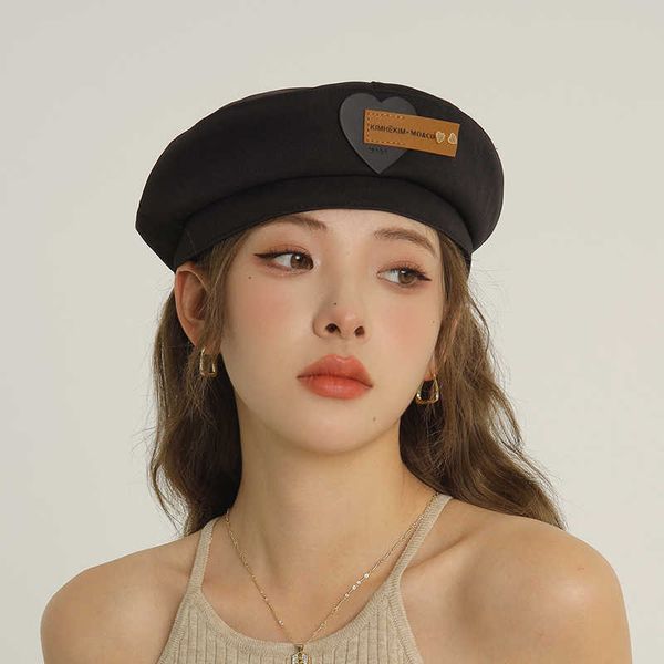 berets japanese leather label love black women's display face small version steel painter beret g220612, Blue;gray
berets japanese leather label love black women's display face small version steel painter beret g220612, Blue;gray