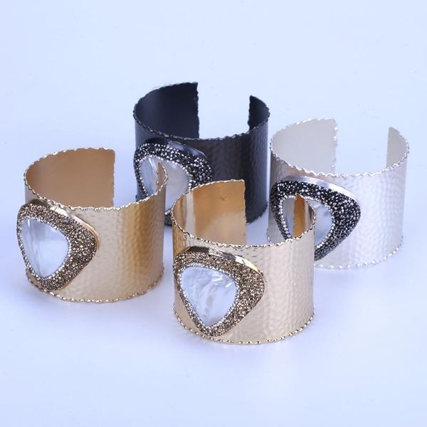 bangle classic big white mother shell charm pave golden rhinestone retro matte metal hammered bangle wrap wide open bangle cuff women, Black
bangle classic big white mother shell charm pave golden rhinestone retro matte metal hammered bangle wrap wide open bangle cuff women, Black