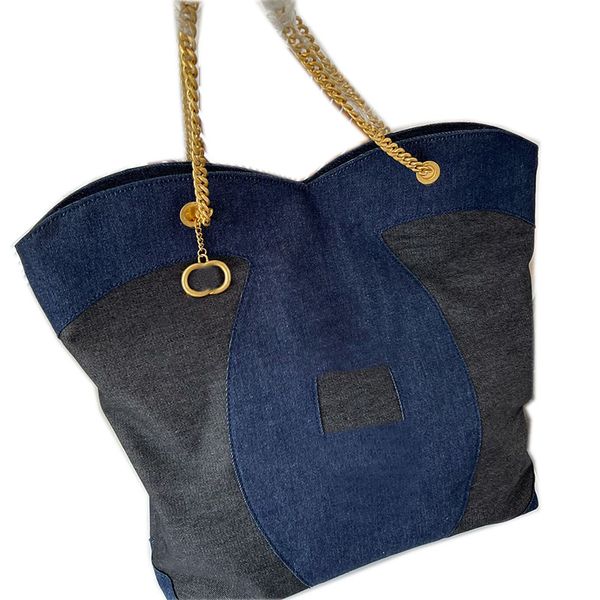 23 designer jumbo denim tote bag two-tone with pocket gold metal chain large capacity luxury travel shopping shoulder handbag purse sacoche
23 designer jumbo denim tote bag two-tone with pocket gold metal chain large capacity luxury travel shopping shoulder handbag purse sacoche