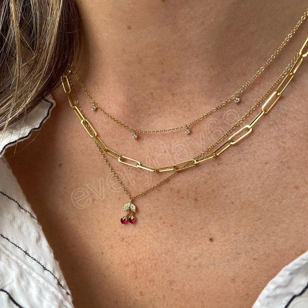 cute red cherries crystal pendant necklace for women vintage gold color multilayer chain necklaces fashion jewelry, Silver
cute red cherries crystal pendant necklace for women vintage gold color multilayer chain necklaces fashion jewelry, Silver