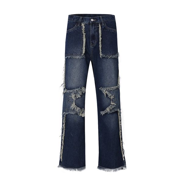 high street rage patchwork washed men's jeans pants straight baggy casual denim trousers oversized loose cargos, Blue
high street rage patchwork washed men's jeans pants straight baggy casual denim trousers oversized loose cargos, Blue
