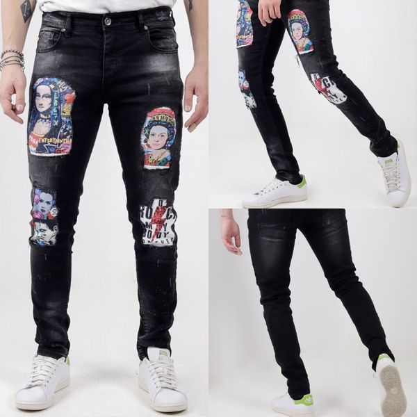 godlikeu mens designer street jeans printed black fashion slim skinny denim pant trouser, Blue
godlikeu mens designer street jeans printed black fashion slim skinny denim pant trouser, Blue