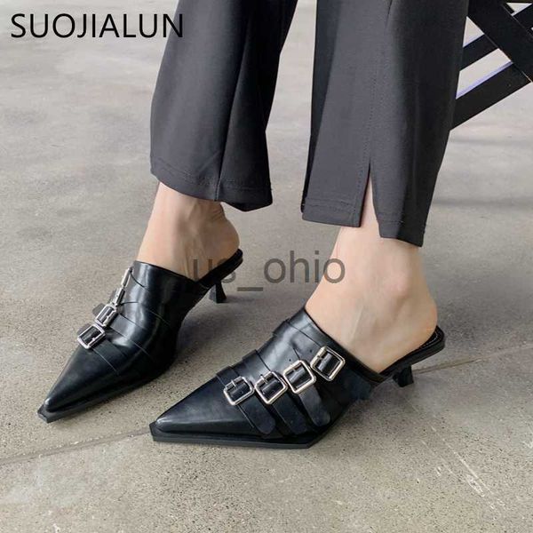 slippers suojialun 2023 spring new brand women slipper fashion buckle pointed toe ladies sandal outdoor slip on mules shoes thin heel pum j2, Black
slippers suojialun 2023 spring new brand women slipper fashion buckle pointed toe ladies sandal outdoor slip on mules shoes thin heel pum j2, Black